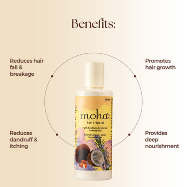 MOHA 5-in-1 Hair Oil 100ml & Anti-Dandruff Oil 100ml Combo